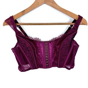 Victoria's Secret Dream Angels Wine Satin Lace Corset Top Large